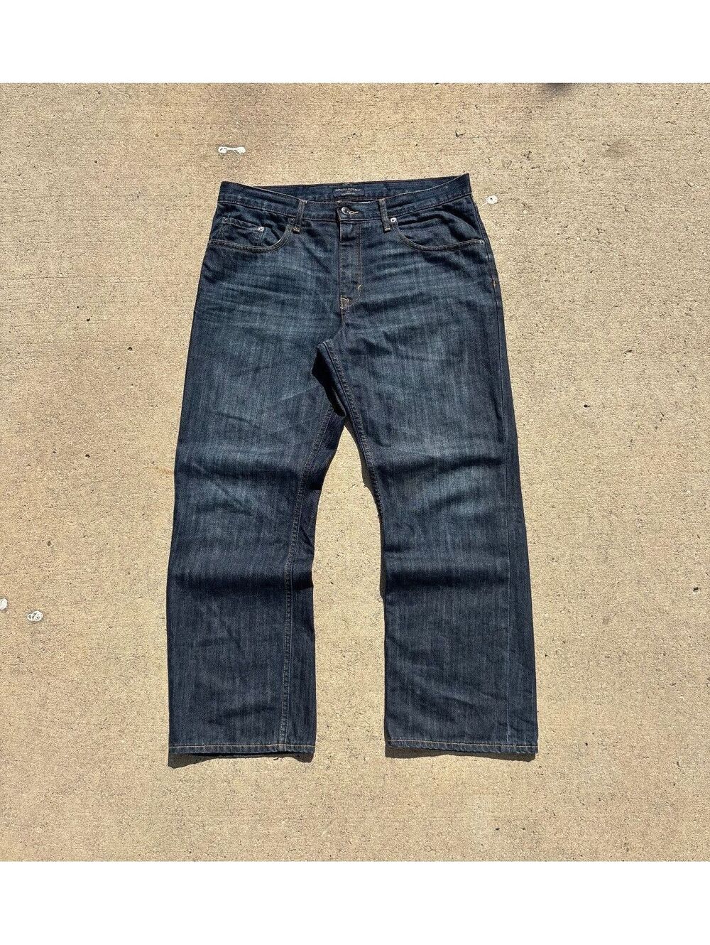 Vintage Banana Republic Relaxed Raw Jeans 35x30 Dark Wash